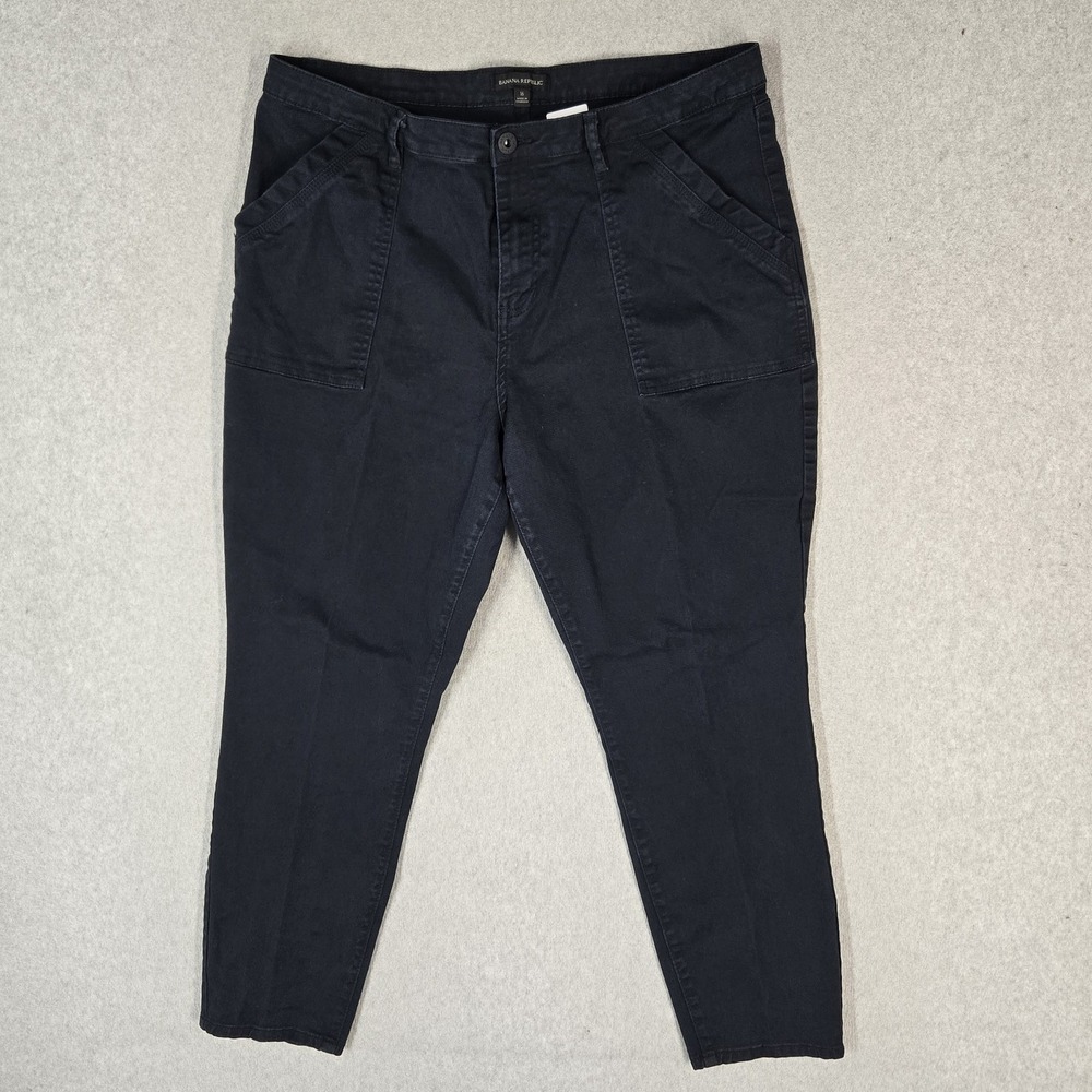 Banana Republic Women Pants 16 Navy Blue Chino 27" Inseam Stretch Pockets